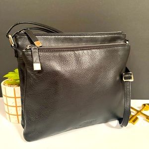 Margot Black Leather Shoulder Bag/Crossbody Bag